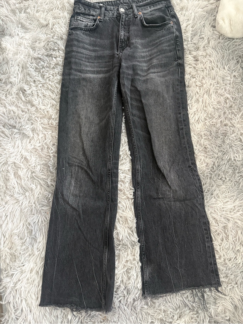 Zara Washed Black Wide-Leg Jeans